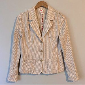 Mossimo women’s tan beige seersucker 3 button blazer - Large